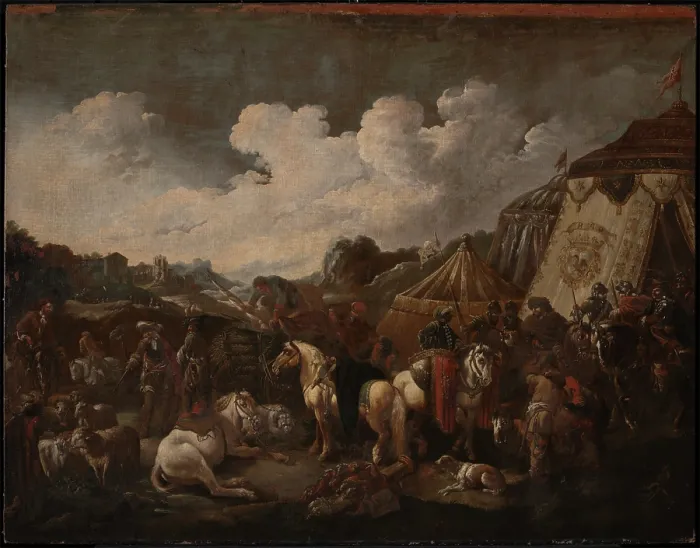 Framed Print : A Military Encampment, 1655-1706. Creator: Philipp Peter Roos Framed Print : A Military Encampment, 1655-1706. Creator: Philipp Peter Roos