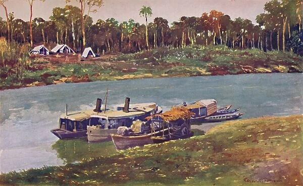 A Military Encampment on a reach of the Upper Amazon, three thousand miles from the Sea, 1914
