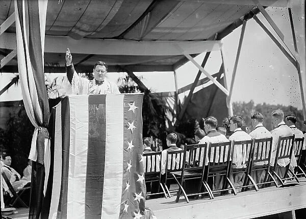 Military Field Mass By Holy Name Soc. of Roman Catholic Church - Father Eugene Del... 1910. Creator: Harris & Ewing. Military Field Mass By Holy Name Soc. of Roman Catholic Church - Father Eugene Del... 1910. Creator: Harris & Ewing