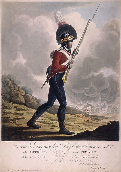Military figure in the uniform of the eleventh regiment of the Loyal London Volunteers, 1804