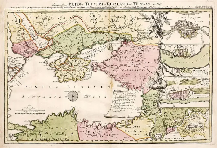 Framed Print : A military map depicting Russo-Turkish War of 1735-1739, 1737. Creator: Anonymous Framed Print : A military map depicting Russo-Turkish War of 1735-1739, 1737. Creator: Anonymous