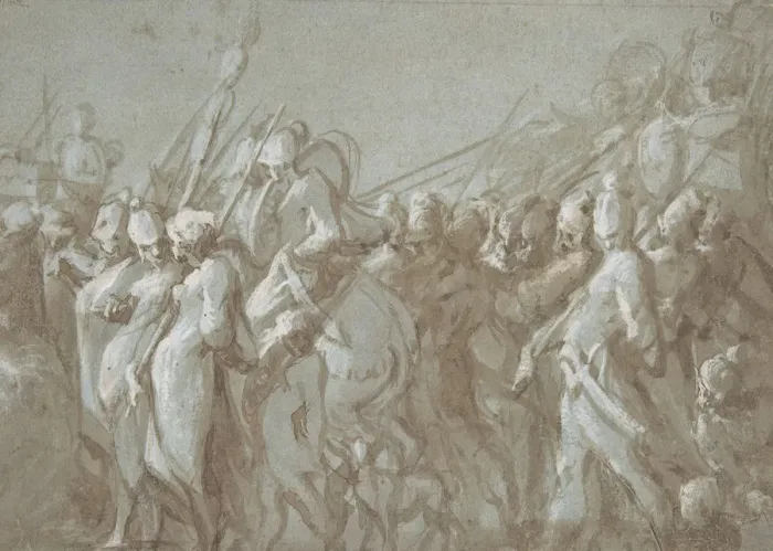 Framed Print : Military Procession, 16th century. Creator: Hans Mont Framed Print : Military Procession, 16th century. Creator: Hans Mont
