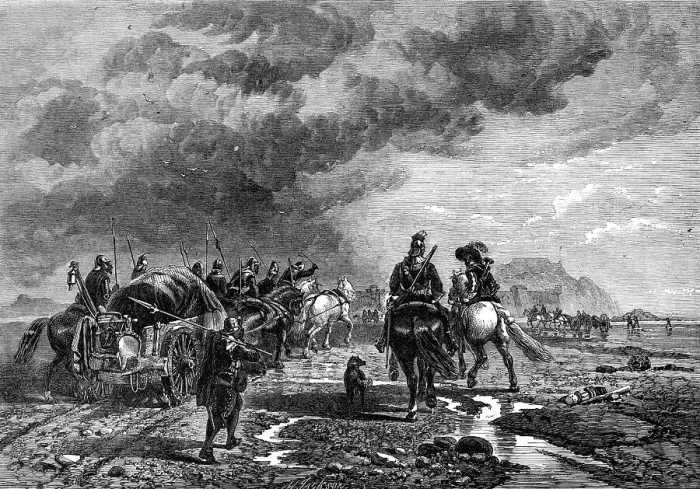Framed Print : Military Train Crossing The Sands...In The Time Of The Civil War, by R. Beavis... 1865. Creator: Mason Jackson Framed Print : Military Train Crossing The Sands...In The Time Of The Civil War, by R. Beavis... 1865. Creator: Mason Jackson