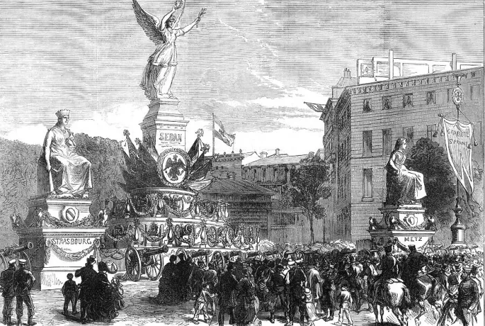Framed Print : The Military Triumph at Berlin: the Sedan Trophy at the Potsdam Gate, 1871. Creator: Unknown Framed Print : The Military Triumph at Berlin: the Sedan Trophy at the Potsdam Gate, 1871. Creator: Unknown
