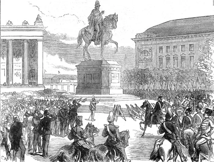Framed Print : The Military Triumph at Berlin: unveiling the statue of King Frederick William III. 1871. Creator: C. R Framed Print : The Military Triumph at Berlin: unveiling the statue of King Frederick William III. 1871. Creator: C. R