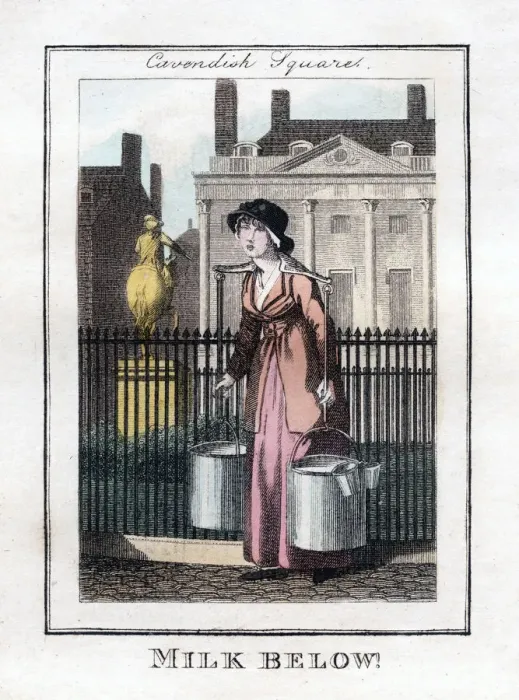 Framed Print : Milk Below!, Cavendish Square, London, 1805 Framed Print : Milk Below!, Cavendish Square, London, 1805