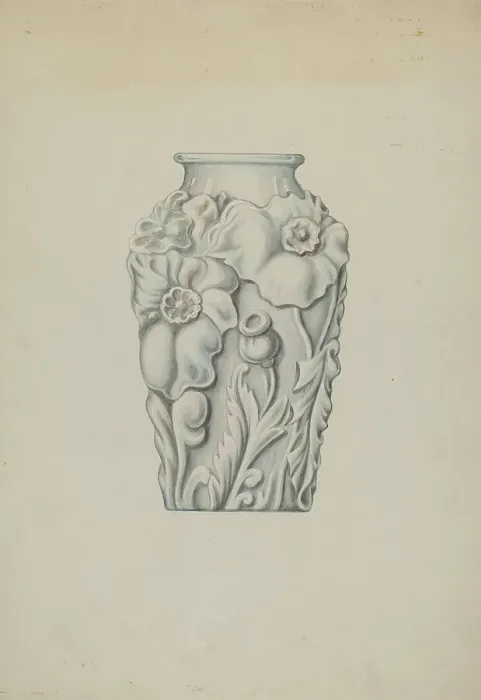 Framed Print : Milk Glass Vase, c. 1936. Creator: Wellington Blewett Framed Print : Milk Glass Vase, c. 1936. Creator: Wellington Blewett