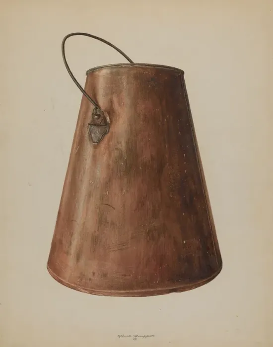 Framed Print : Milk Pail, 1938. Creator: Albert Geuppert Framed Print : Milk Pail, 1938. Creator: Albert Geuppert