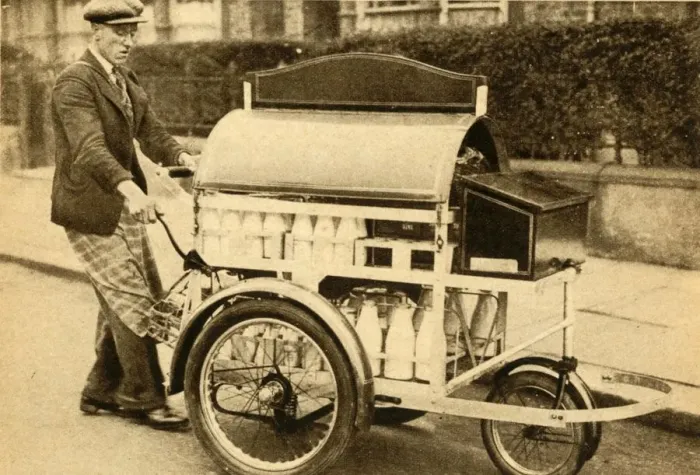 Framed Print : Milk pram, 1933. Creator: Unknown Framed Print : Milk pram, 1933. Creator: Unknown