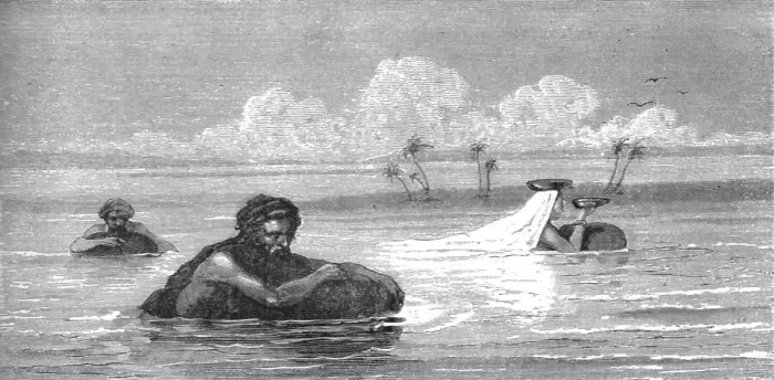 Framed Print : Milk women and Arabs crossing the Tigris; Journeyings in Mesopotamia, 1875. Creator: Unknown Framed Print : Milk women and Arabs crossing the Tigris; Journeyings in Mesopotamia, 1875. Creator: Unknown