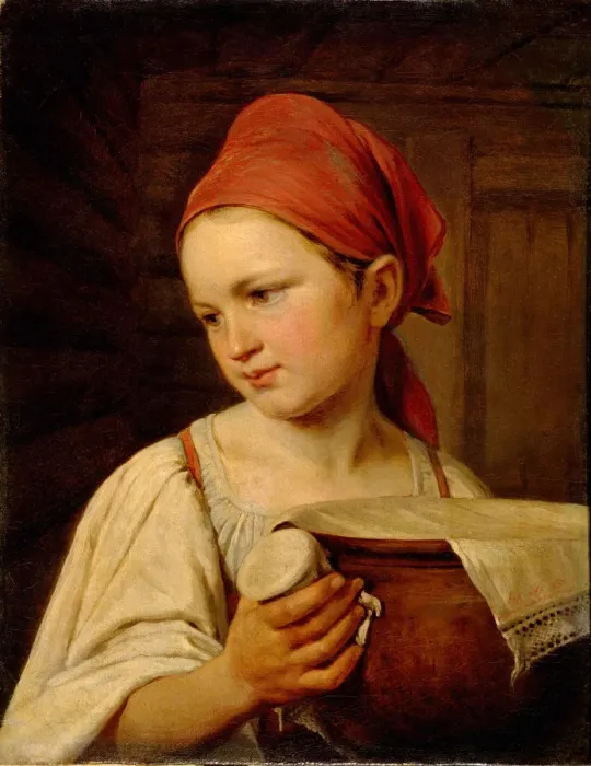 Framed Print : Milkgirl, 1820. Artist: Venetsianov, Alexei Gavrilovich (1780-1847) Framed Print : Milkgirl, 1820. Artist: Venetsianov, Alexei Gavrilovich (1780-1847)