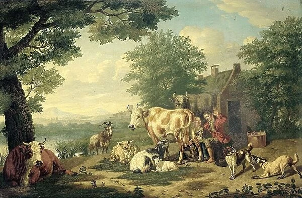 Milking Time, 1710-1763. Creator: Jan van Gool