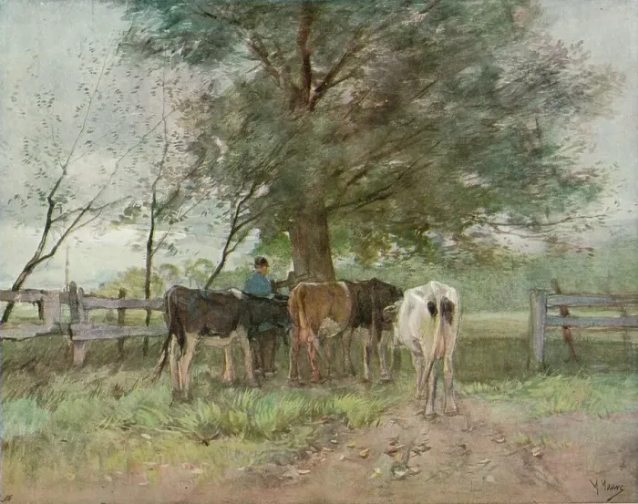 Framed Print : Milking Time, c1858-1888, (1906-7). Artist: Anton Mauve Framed Print : Milking Time, c1858-1888, (1906-7). Artist: Anton Mauve