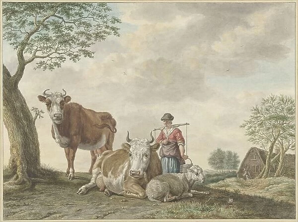 Milkmaid, 1793. Creator: Abraham Delfos