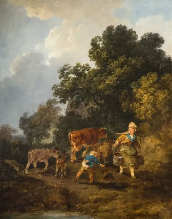 Framed Print : The Milkmaid, 1800. Creator: Philip James de Loutherbourg Framed Print : The Milkmaid, 1800. Creator: Philip James de Loutherbourg