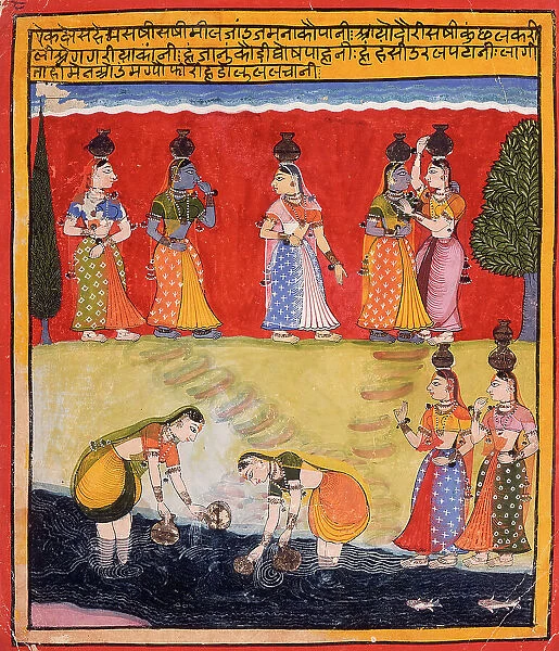 Milkmaids on the Riverbank, Folio from a Rasikapriya (The Connoisseur's Delights), c1650. Creator: Unknown