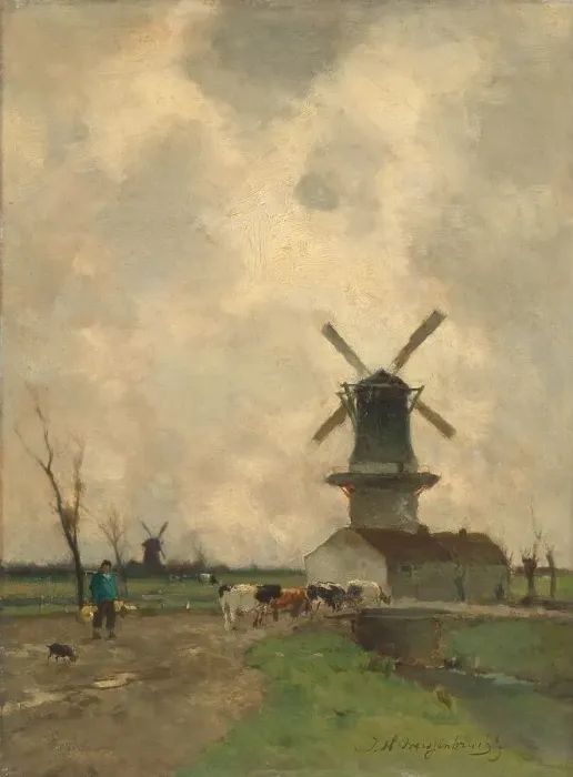 Framed Print : The Mill, 1870-1903. Creator: Jan Hendrik Weissenbruch Framed Print : The Mill, 1870-1903. Creator: Jan Hendrik Weissenbruch