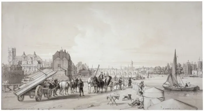 Framed Print : Millbank, Westminster, London, 1841. Artist: William Parrott Framed Print : Millbank, Westminster, London, 1841. Artist: William Parrott