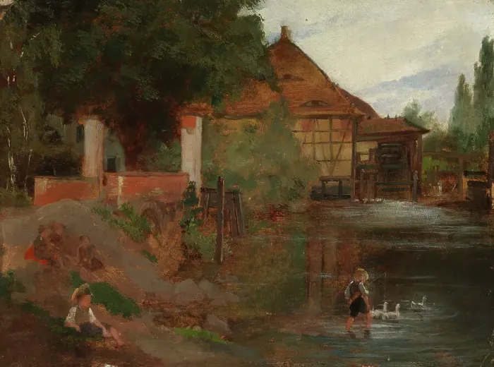 Framed Print : Milldam, Landscape from Germany, 1869. Creator: Fanny Churberg Framed Print : Milldam, Landscape from Germany, 1869. Creator: Fanny Churberg
