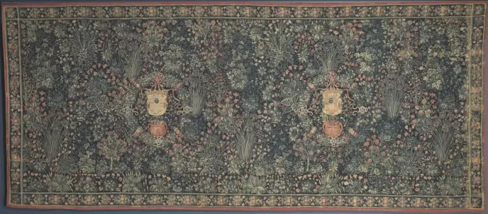 Framed Print : Millefleurs Tapestry with Medici Coat of Arms, 1520s. Creator: Unknown Framed Print : Millefleurs Tapestry with Medici Coat of Arms, 1520s. Creator: Unknown