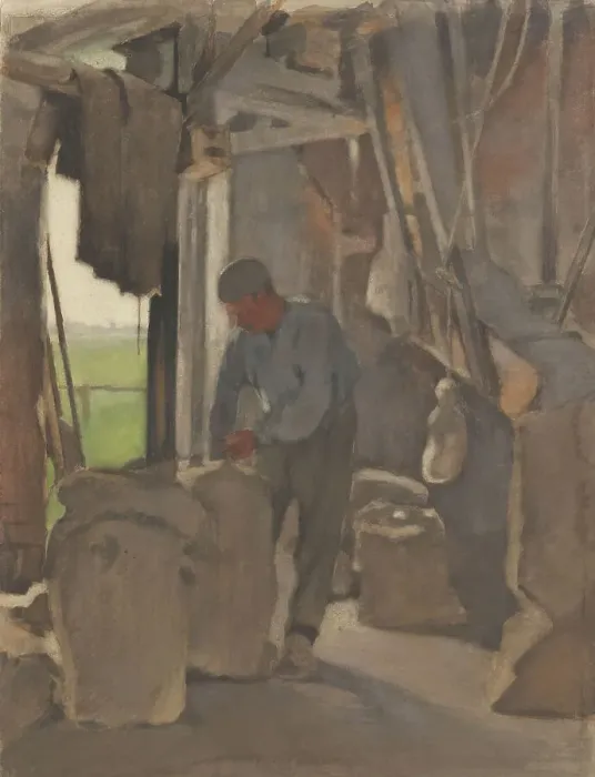 Framed Print : The miller, filling sacks, 1870-1923. Creator: Willem Witsen Framed Print : The miller, filling sacks, 1870-1923. Creator: Willem Witsen