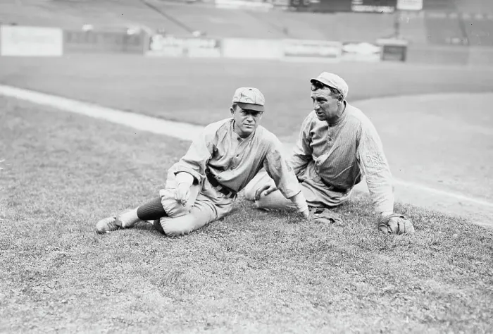 Framed Print : Miller Huggins, St. Louis NL and Art Devlin, New York NL (baseball), 1910. Creator: Bain News Service Framed Print : Miller Huggins, St. Louis NL and Art Devlin, New York NL (baseball), 1910. Creator: Bain News Service