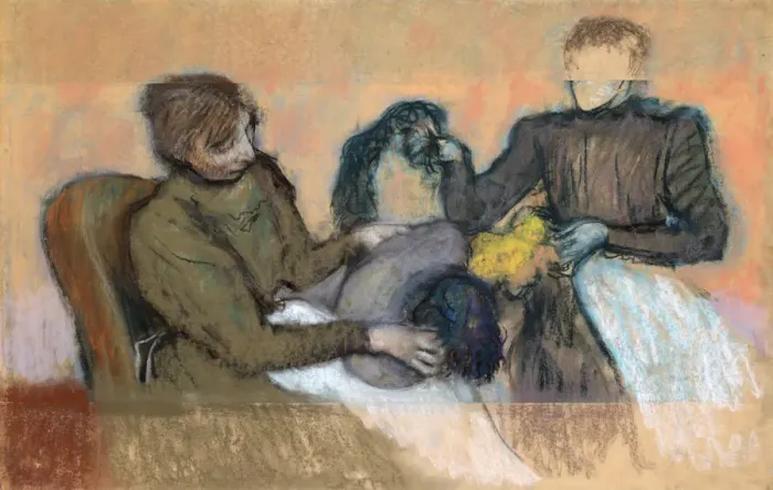 Framed Print : Milliner Furnishing a Hat, 1898. Artist: Edgar Degas Framed Print : Milliner Furnishing a Hat, 1898. Artist: Edgar Degas