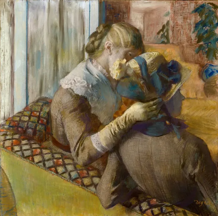 Framed Print : At the Milliners, 1881. Creator: Edgar Degas Framed Print : At the Milliners, 1881. Creator: Edgar Degas