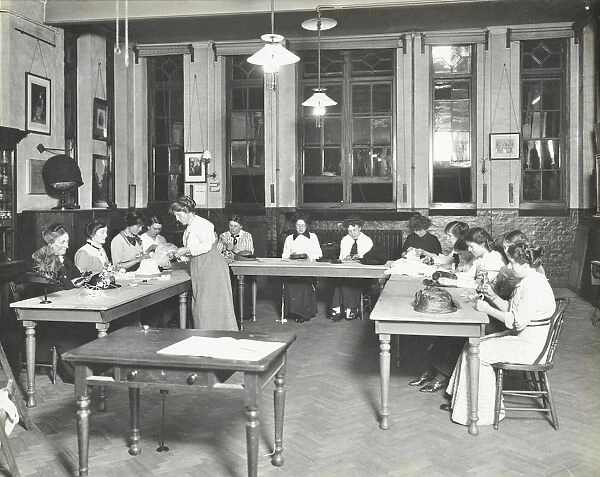 Millinery class, Ackmar Road Evening Institute for Women, London, 1914