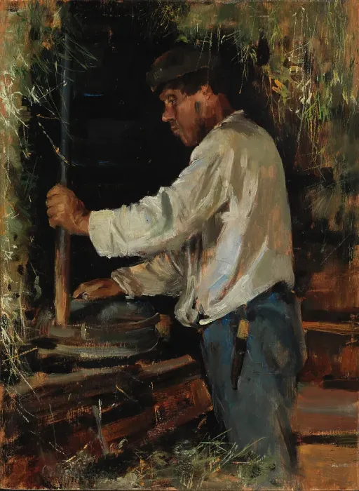 Framed Print : Milling by Hand, 1886. Creator: Akseli Gallen-Kallela Framed Print : Milling by Hand, 1886. Creator: Akseli Gallen-Kallela