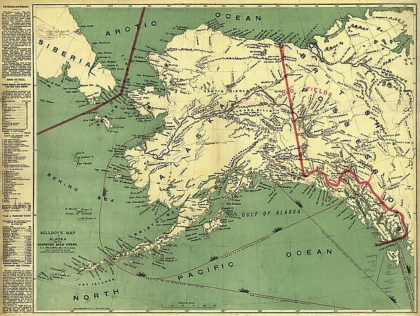 Millroy's map of Alaska and the Klondyke gold fields, 1897. Creator: J. J. Millroy