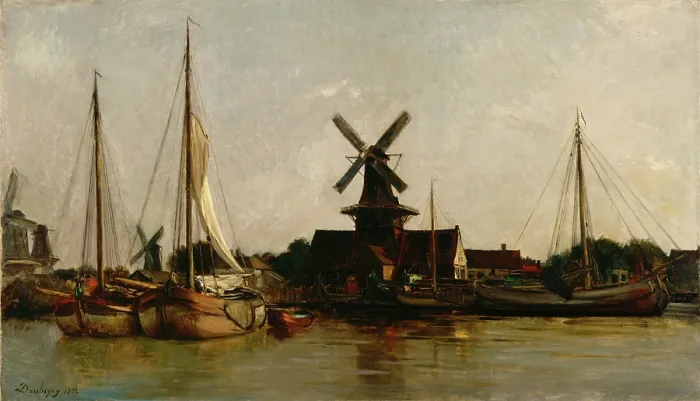 Framed Print : Mills at Dordrecht, 1872. Creator: Charles Francois Daubigny Framed Print : Mills at Dordrecht, 1872. Creator: Charles Francois Daubigny