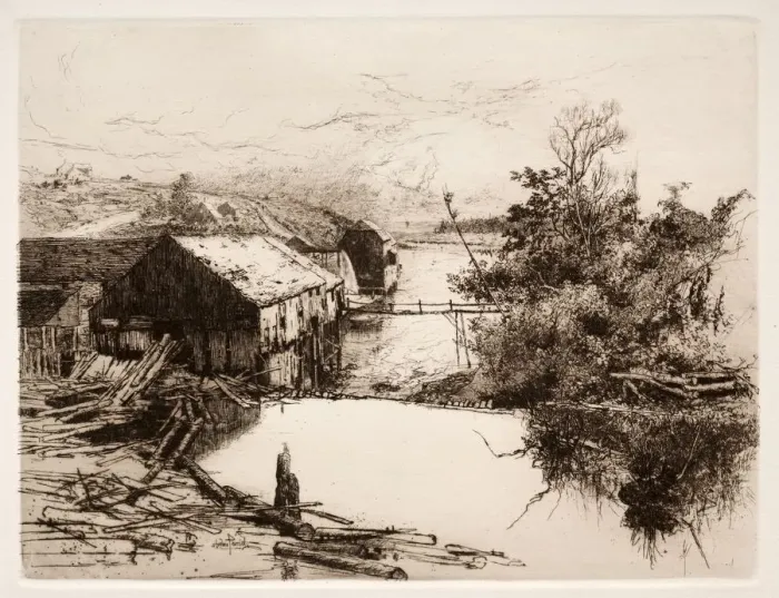 Framed Print : Mills at Mispek, N. B. 1884. Creator: Stephen Parrish (American, 1846-1938) Framed Print : Mills at Mispek, N. B. 1884. Creator: Stephen Parrish (American, 1846-1938)