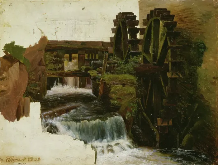 Framed Print : Millstream, 1838. Creator: Adolph Tidemand Framed Print : Millstream, 1838. Creator: Adolph Tidemand