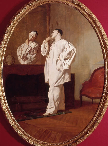 The mime actor Charles Deburau (1829-1873), in Pierrot's costume, c1850. Creator: Jean Pezous