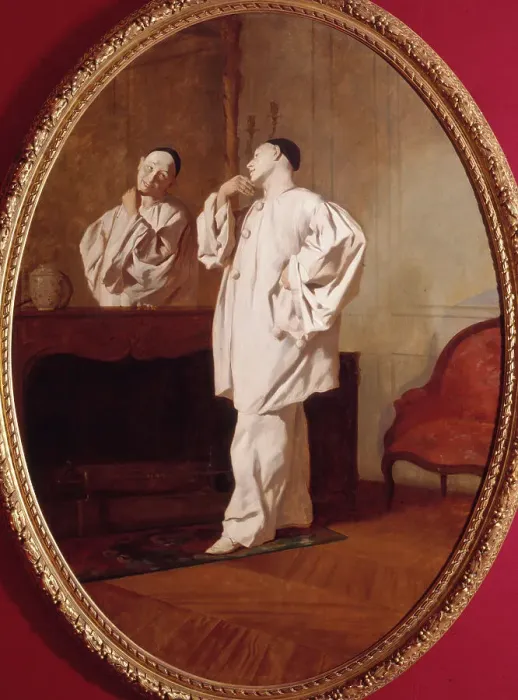 Framed Print : The mime actor Charles Deburau (1829-1873), in Pierrot's costume, c1850. Creator: Jean Pezous Framed Print : The mime actor Charles Deburau (1829-1873), in Pierrot's costume, c1850. Creator: Jean Pezous
