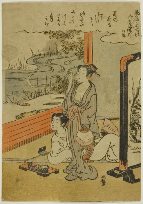 Framed Print : Mimosuso River in Ise Province (Mimosusogawa, Ise), from the series Fashionable Framed Print : Mimosuso River in Ise Province (Mimosusogawa, Ise), from the series Fashionable