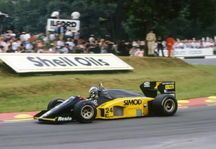 Framed Print : Minardi M85B, Alessandro Nannini, 1986 British Grand Prix, Brands Hatch. Creator: Unknown Framed Print : Minardi M85B, Alessandro Nannini, 1986 British Grand Prix, Brands Hatch. Creator: Unknown