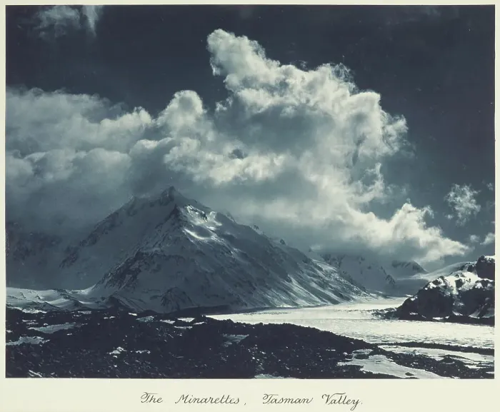 Framed Print : The Minarettes, Tasman Valley. From the album: Camera Pictures of New Zealand, 1920s. Creator: Harry Moult Framed Print : The Minarettes, Tasman Valley. From the album: Camera Pictures of New Zealand, 1920s. Creator: Harry Moult