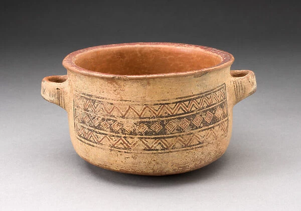 Minature Handled Bowl with Textile-like Design, A. D. 1450  /  1532. Creator: Unknown