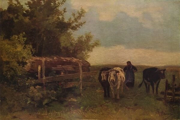 Minding Cows, Herisson, c1869, (1938). Artist: Anton Mauve