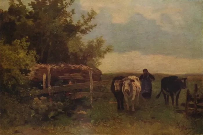 Framed Print : Minding Cows, Herisson, c1869, (1938). Artist: Anton Mauve Framed Print : Minding Cows, Herisson, c1869, (1938). Artist: Anton Mauve