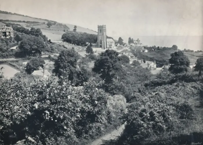 Framed Print : Minehead - View of the Village and Church, 1895 Framed Print : Minehead - View of the Village and Church, 1895