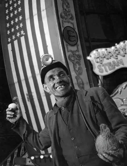 Framed Print : Miner at a fairground, Conisbrough, near Doncaster, South Yorkshire, 1955. Artist Framed Print : Miner at a fairground, Conisbrough, near Doncaster, South Yorkshire, 1955. Artist