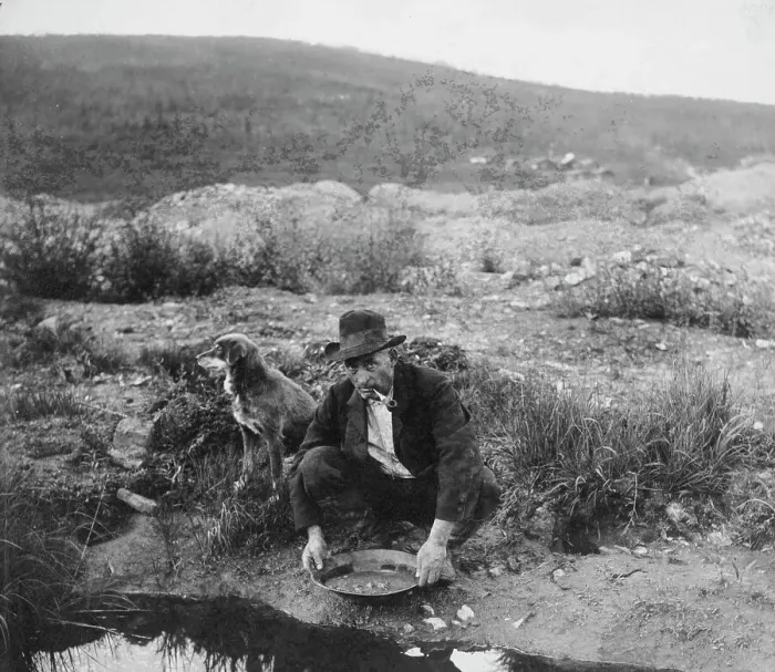 Framed Print : Miner panning gold, 1916. Creator: Unknown Framed Print : Miner panning gold, 1916. Creator: Unknown