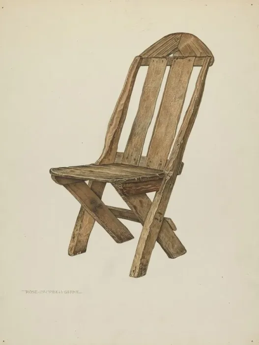 Framed Print : Miners Chair - Hand Made, c. 1940. Creator: Rose Campbell-Gerke Framed Print : Miners Chair - Hand Made, c. 1940. Creator: Rose Campbell-Gerke
