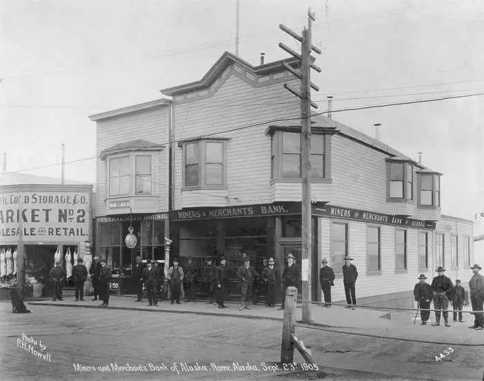 Framed Print : Miners and Merchants Bank of Alaska, 1905. Creator: Frank H. Nowell Framed Print : Miners and Merchants Bank of Alaska, 1905. Creator: Frank H. Nowell