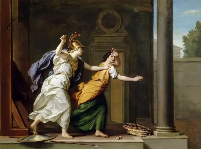 Framed Print : Minerva and Arachne. Artist: Houasse, Rene-Antoine (c. 1645-1710)