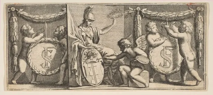 Framed Print : Minerva and the Arms of Francois Sublet de Noyers Painted by the Geniu Framed Print : Minerva and the Arms of Francois Sublet de Noyers Painted by the Geniu