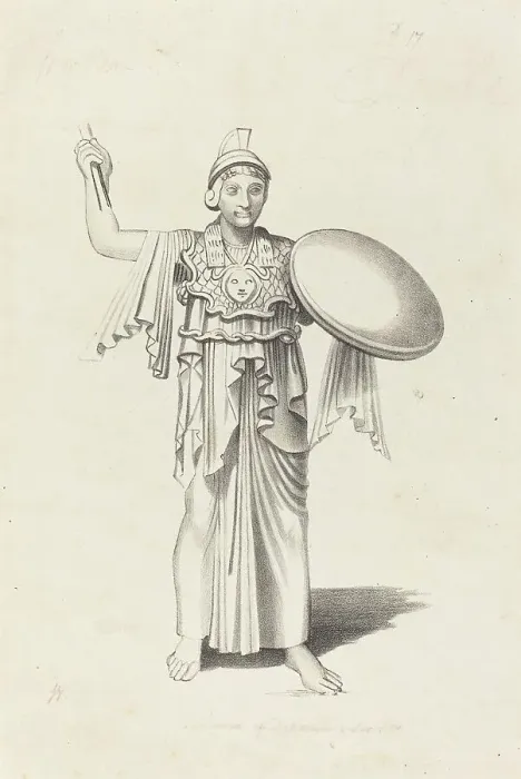 Framed Print : Minerva, From a Bronze by Daedalus, published 1829. Creator: W Walton